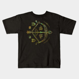 Sagittarius Zodiac Gold Abalone Kids T-Shirt